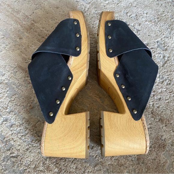 Kork-Ease Tatum Wooden Platform Lug Sole Sandals Open Toe Criss Cross Black: 10M - Picture 7 of 11